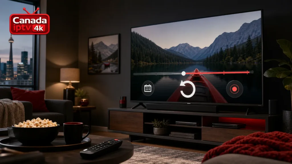 Catch up IPTV avec replay, calendrier, enregistrement et logo Canada IPTV 4K