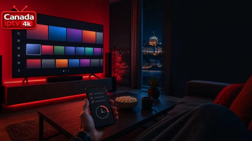 Essai IPTV Quebec pendant 24 heures sur téléviseur et téléphone